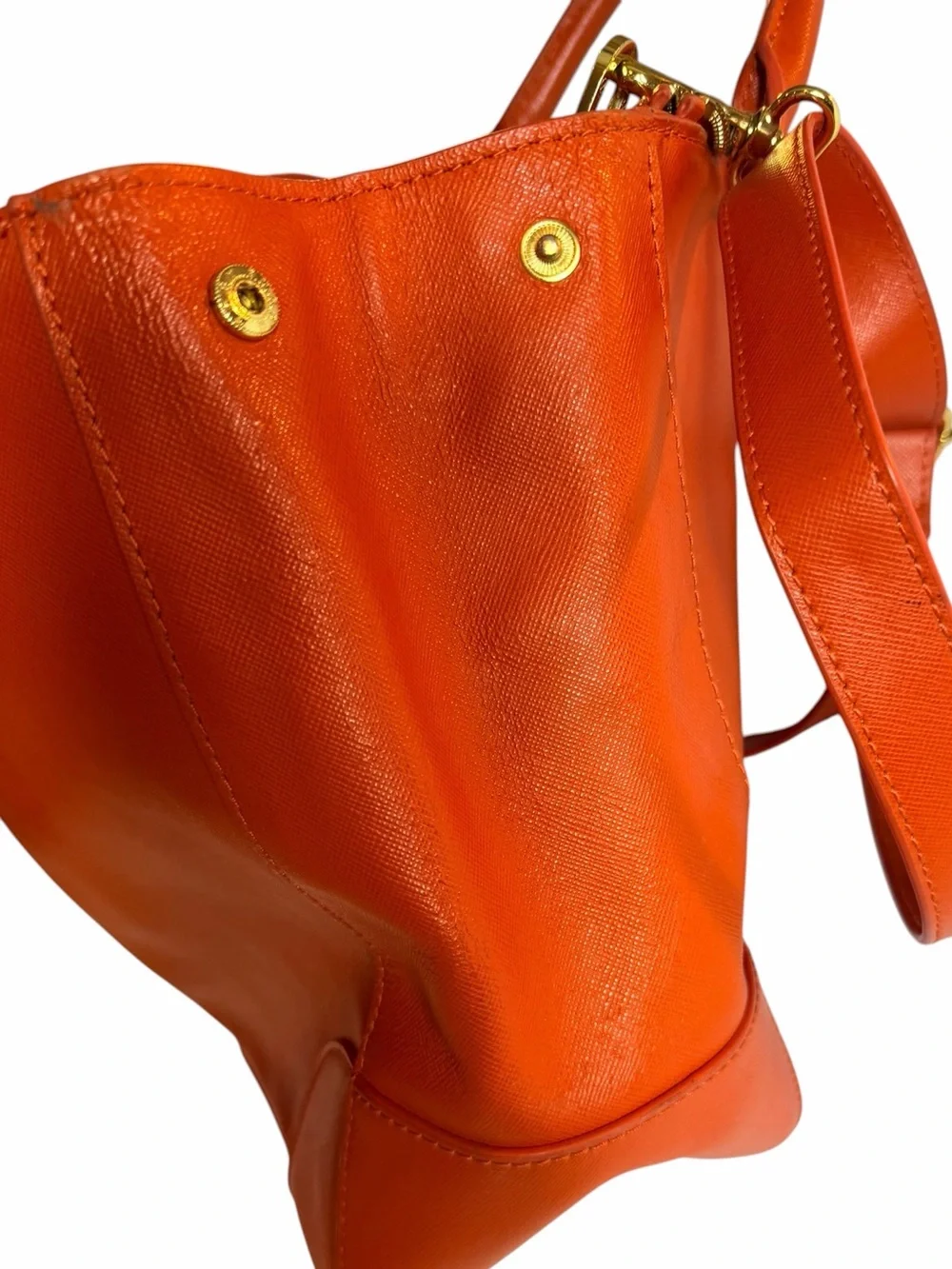 Tory Burch Amanda Orange Pebbled Leather Satchel Crossbody Bag